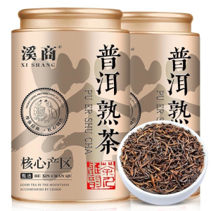 云南普洱茶熟茶老茶云南勐海宫廷普洱茶熟茶金芽陈香老熟茶叶罐装