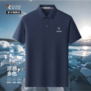 啄木鸟纯棉短袖t恤男2025夏季半袖上衣服商务休闲翻领polo衫H