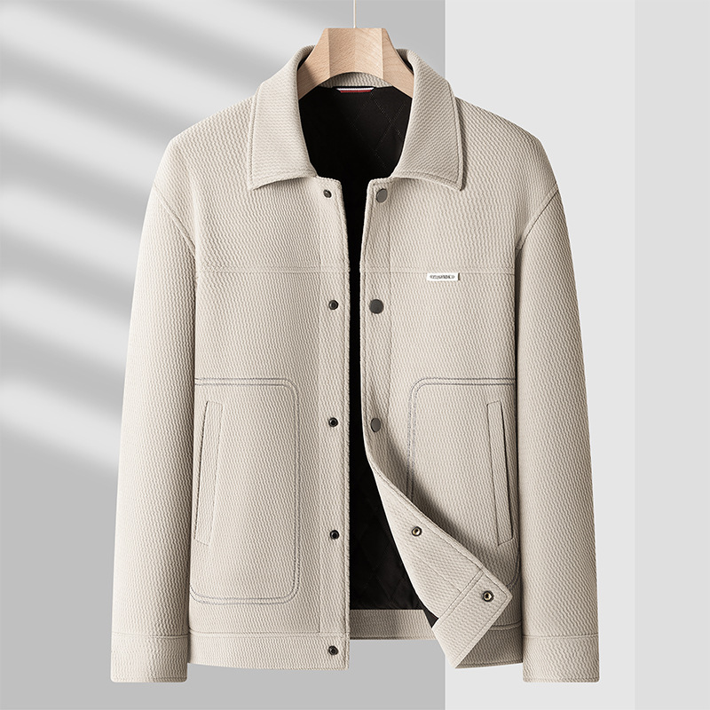 秋冬新款加棉加厚男青年时尚夹克保暖夹克青年时尚百搭休闲茄克衫