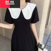 YIBUSHENG大码女装法式复古甜美风翻领连衣裙女季胖mm收腰显瘦减龄中长裙