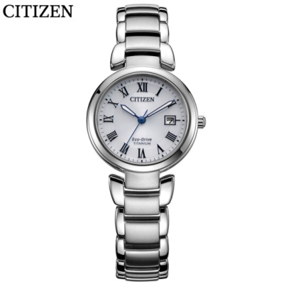 国行西铁城（CITIZEN）手表光动能钛合金表带表壳简约时尚女表EW2500-88B