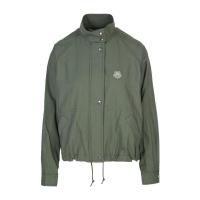 高田贤三(Kenzo)军绿色短款夹克女式高领老虎图案抽绳下摆户外休