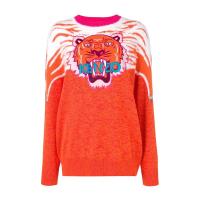 高田贤三(Kenzo)橙色虎头刺绣套衫女款休闲圆领长袖罗纹下摆运动