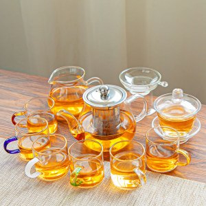 [补贴10%]玻璃茶具套装家用茶杯办公室功夫茶具泡茶壶简约小茶台茶道一壶