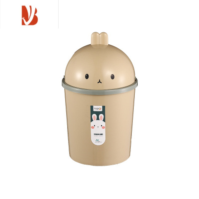 三维工匠家用可爱卡通带盖垃圾桶卫生间有盖翻盖厕所纸篓大号客厅卧室