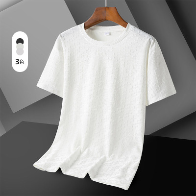 男装冰丝短袖T恤男夏季新款休闲套头圆领半袖体恤短袖百搭男上衣