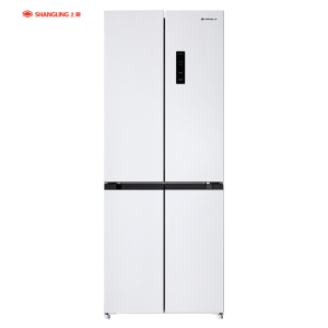 上菱435升十字对开四开门大容量家用电冰箱 60cm超薄平嵌底部前置散热 BQE435PWFL(岩白)