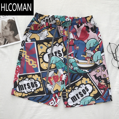 HLCOMAN夏季沙滩裤男潮牌ins宽松五分可下水速干花短裤情侣休闲大裤衩子5
