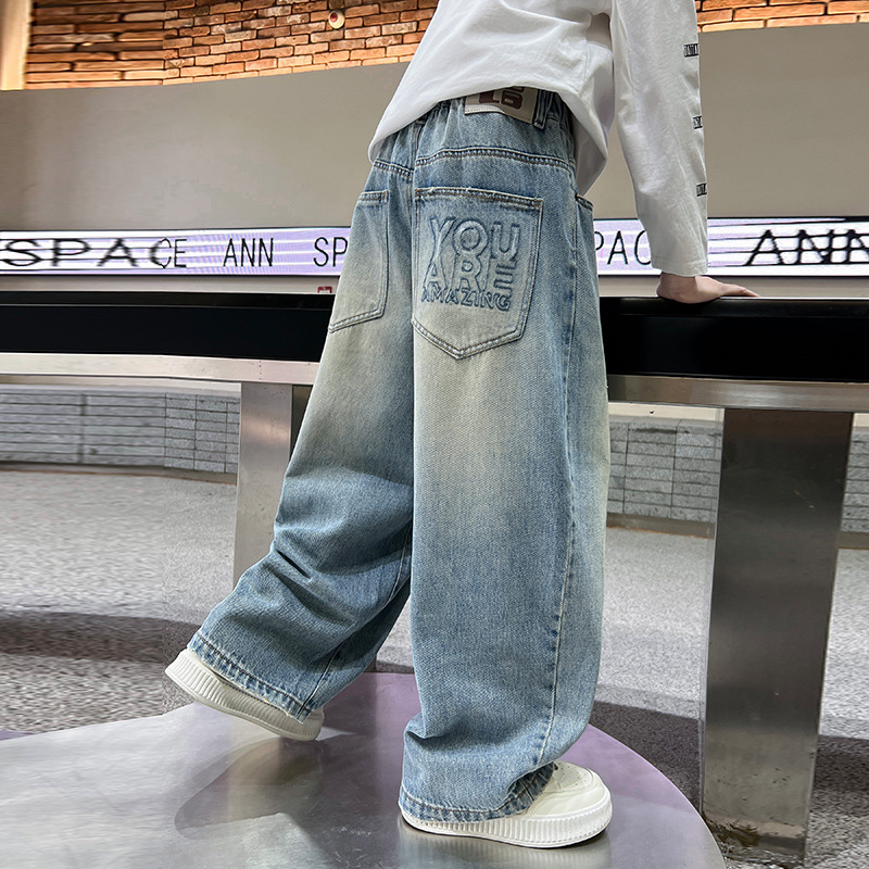 儿童装男童秋装裤子新款中大童秋季男孩春秋款宽松阔腿牛仔裤