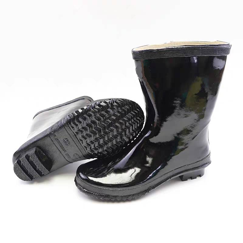 晨以橙 黑色中筒胶鞋 38-45码 双