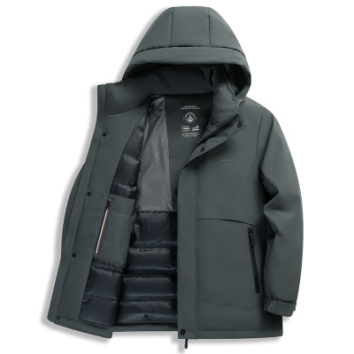 新国标90白鸭绒羽绒服秋冬新款脱卸帽中长款男士防寒保暖羽绒外套_153