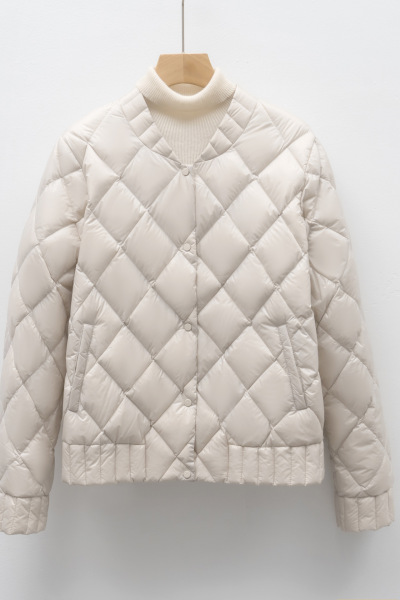 90绒简约内搭款女式羽绒菱形格圆领新款女装轻薄款羽绒服