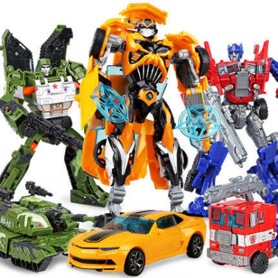 变形玩具金刚5大蜂擎天V柱汽车机器人钢索恐龙6岁男孩儿童玩具坦克战神+黄蜂战神+平头擎天