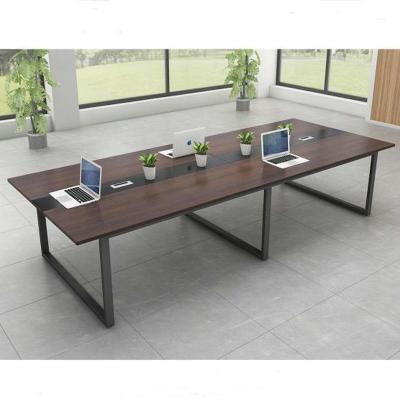 开元映象木纹胡桃色板式钢架多功能会议桌洽谈桌KYH-2403