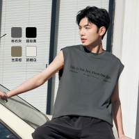 361°无袖背心男女同款新款透气新款宽松休闲上衣纯色圆领T恤