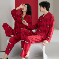 情侣睡衣春秋冬季棉质本命年喜庆结婚红色一男士一女士家居服套装_629