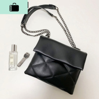 网红高级感包女包新款2020韩版百搭ins菱格链条单肩包斜挎NEW LAKE YZP053-黑色-收藏优先发货女士单肩包