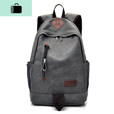 时尚潮流双肩包ins休闲帆布背包复古旅行高中大学生书包男女电脑NEW LAKE 灰色