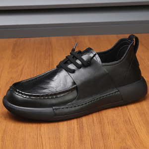 真皮男鞋子秋冬季新款保暖棉鞋软面厚底百搭男士加绒休闲皮鞋