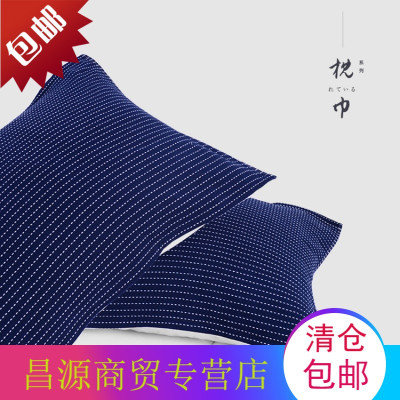 特色纯棉纱布枕巾加大加厚素色条纹情侣枕头巾纯棉全棉枕巾一对装