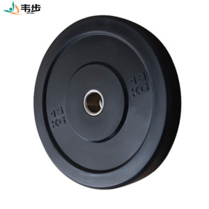 韦步黑色全胶杠铃片 高弹足重标准颜色举重片加厚钢圈竞技片