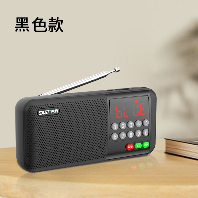 先科(SAST)多功能插卡蓝牙收音机 V20 黑色+16G内存卡+充电器 高保真大喇叭超长续航迷你小巧便携可调频环绕音效