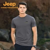 Jeep吉普户外抗菌凉感速干衣男士圆领运动半袖T恤夏透气新款短袖