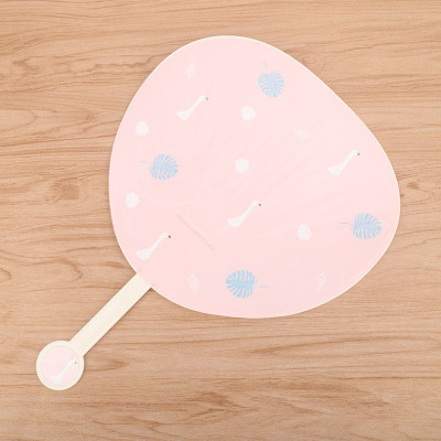 圆形大号手拿扇扑扇清凉扇手摇扇子夏季卡通扇子三维工匠青色青底小猫鱼大号扇