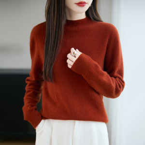 秋冬季安迪绒半高领一线成衣打底衫女毛衣宽松内搭针织衫