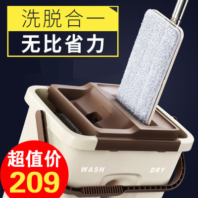 苏宁推荐-免手洗拖把旋转自动家用手压甩干墩布好神拖拖把及拖把头拖地拖布桶非电动邦禾