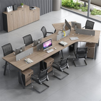 易企采 七人位含柜不含椅 异形办公室职员办公桌简约现代电脑卡座员工位组合