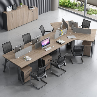 易企采 七人位含柜不含椅 异形办公室职员办公桌简约现代电脑卡座员工位组合