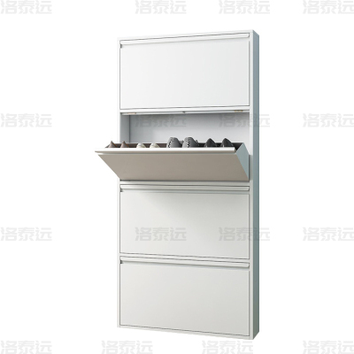 洛泰远 钢制翻斗鞋柜简约现代收纳柜白色四斗655*152*1375mm