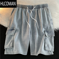 HLCOMAN工装牛仔短裤男士夏季薄款宽松五分裤子潮牌ins大码高街休闲中裤