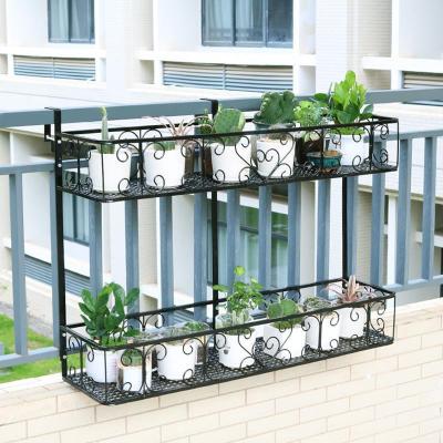 家柏饰(CORATED)阳台花盆挂架花架置物架铁艺多层挂式花盆架多肉装饰室内花架子 加高新款双层80*25*15CM