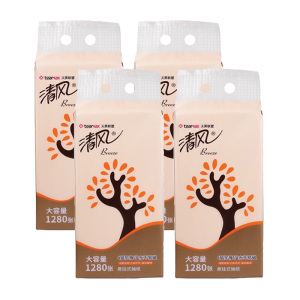 清风抽纸4层320抽4提悬挂式湿水不易破立体压花AR1ATM