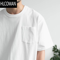 HLCOMAN白色口袋t恤短袖男新疆棉打底衫基础款宽松日系体恤上衣