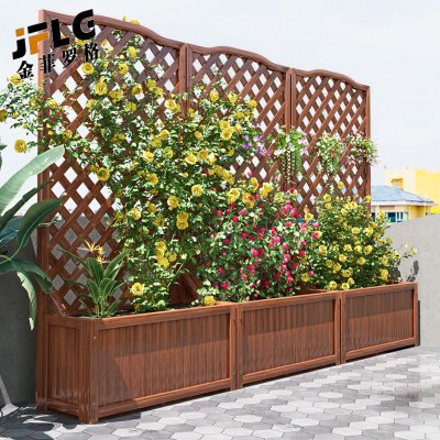 金菲罗格户外防腐木花架隔断网格花箱