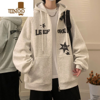YANXU美式星星连帽开衫高街卫衣男oversize600g潮牌感外套