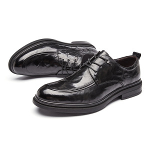 皮鞋男真皮透气软底英伦圆头商务正装头层牛皮男鞋软面休闲婚礼鞋_4312