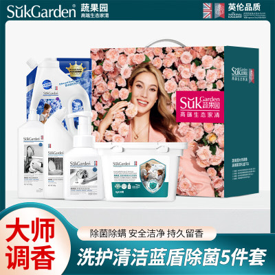 蔬果园大师调香繁花系列高端家清礼盒 洗护清洁蓝盾除菌5件套