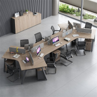 易企采 八人位含柜不含椅 异形办公室职员办公桌简约现代电脑卡座员工位组合