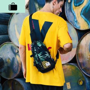 胸包男生韩版潮牌嘻哈时尚街头学生男士单肩包bf风斜挎包小背包包NEW LAKE 菠萝色 菠萝色