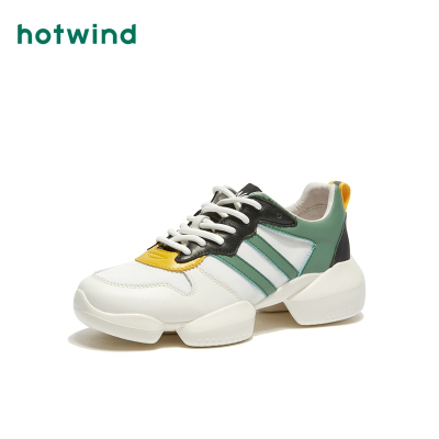 热风hotwind女士时尚休闲鞋中跟系带老爹鞋H42W9144