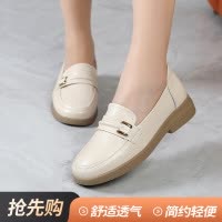 乐福鞋女 24秋季韩版圆头平底小皮鞋舒适真皮软底大码深口女单鞋
