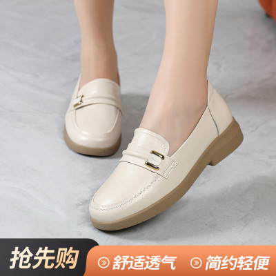 乐福鞋女 24秋季韩版圆头平底小皮鞋舒适真皮软底大码深口女单鞋