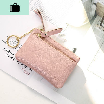 短款迷你零钱包超薄头层牛皮荔枝纹男女皮双拉链硬币包钱夹钱包NEWLAKE女手包