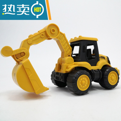 儿童玩具车男孩挖掘机惯性工程车模型耐摔小汽车小能手翻斗搅拌车真智力57挖土机惯性耐摔-回力玩具
