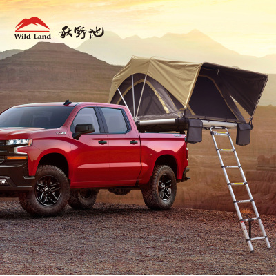 秋野地陆巡折叠车顶帐篷户外自驾车载露营遮阳防晒防雨皮卡帐篷米色+深灰色米色+深灰色