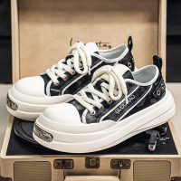 男鞋2026春季新款厚底透气牛仔布大头德比鞋学生青年休闲运动板鞋